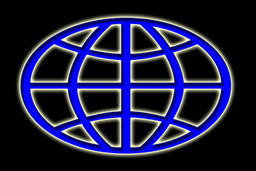 Naklejka premium Glowing World Symbol On Black- Earth Background