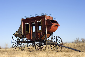 Stagecoach - ready to travel West. - obrazy, fototapety, plakaty