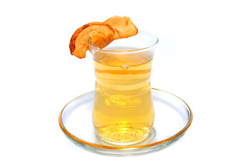 Hot turkish tea with dried apples