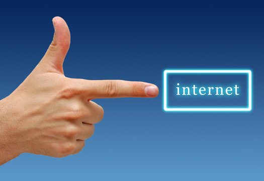 Hand showing Internet sign