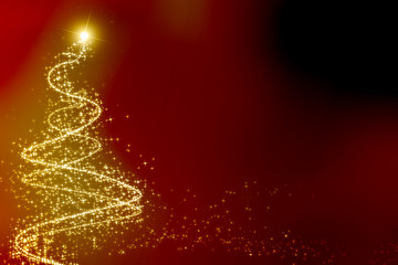 Abstract christmas tree on red background