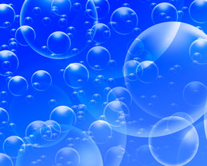 Air bubbles on a light blue background