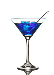 Blue Curacao cocktail drink isolated on white background