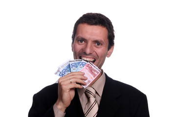 crazy businessman eating money - 5543737