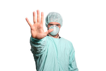 nurse sign stop with hand