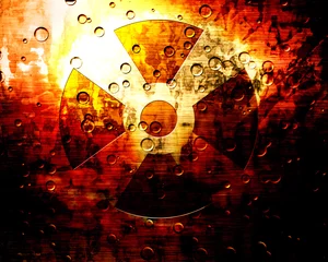 Cercles muraux Flamme Panneau d& 39 avertissement nucléaire