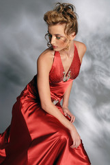 Woman in red dress