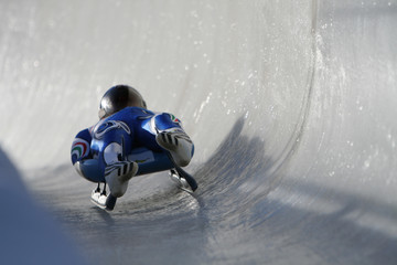 Boblseigh in Sigulda, Latvia, Europe - very popular winter sport - obrazy, fototapety, plakaty