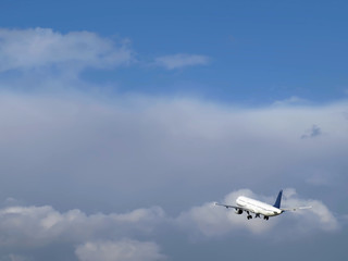 Fototapeta na wymiar Civil aircraft taking off at an airfield in Malta