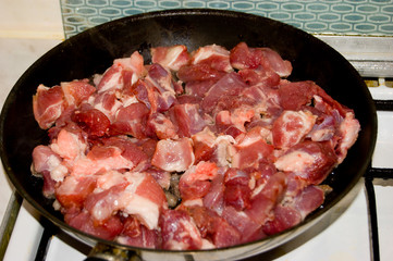 frying meat