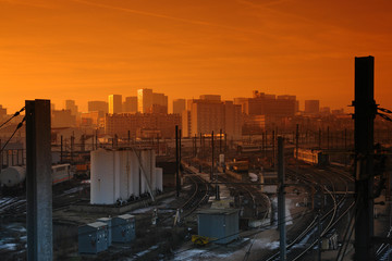 voies ferr&eacute;es &agrave; l'entr&eacute;e de Paris est