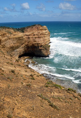 lime stone coast showing rock stack 