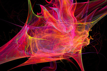 Pink abstract backgroung of energy generating over black
