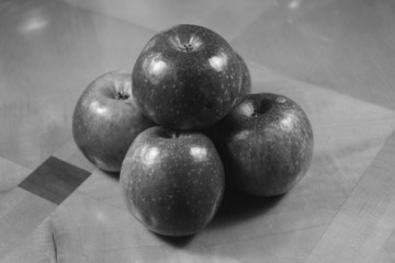 Apples in black and white
