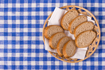 Slaced French bread in the basket