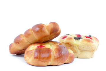 Fresh Sweet Bread on white background .