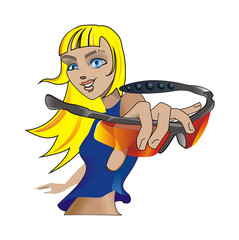 young girl holding eyeglasses