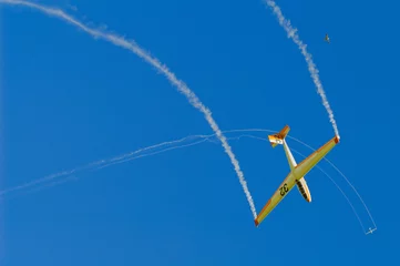 Tuinposter Luchtsport zweefvliegtuig met rookspoor