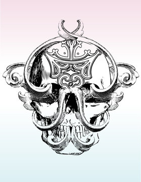 Vector mangled skull illustration