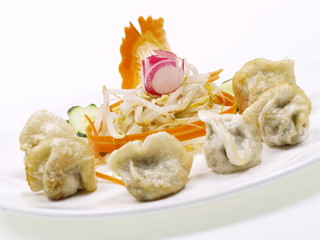 frittierte wan tans gefüllt mit gemüse