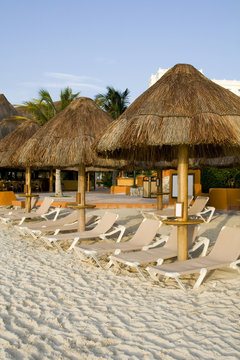 Mexican Resort with Beach Chairs Ready for Relaxation