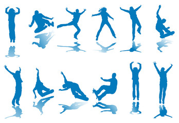 people silhouettes in action