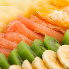 Fruit salad isolated on white