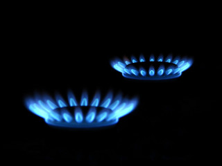 Blue flames of gas 