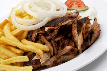 Gyrosteller mit Pommes Detail