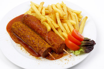 Currywurst mit Pommes