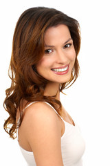 Beautiful young woman. Isolated over  white background.