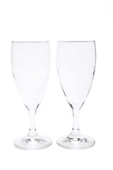 Wine glasses on white background