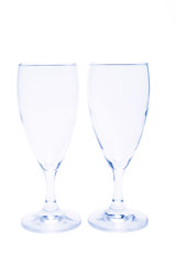 Wine glasses on white background