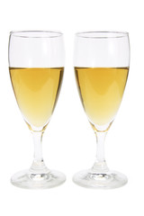 Wine glasses on white background