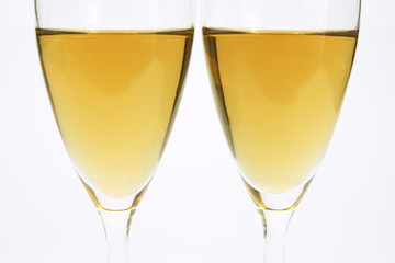 Wine glasses on white background