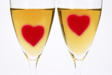 Wine Glasses with Love Hearts