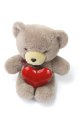 Teddy Bear with Love Heart on White Background