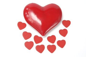Red Love Hearts on White Background
