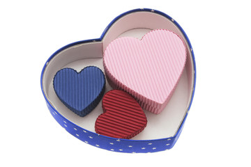 Heart-shaped Gift Boxes on White Background