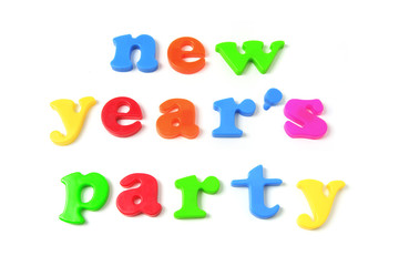 New Year's Party Alphabets on White Background