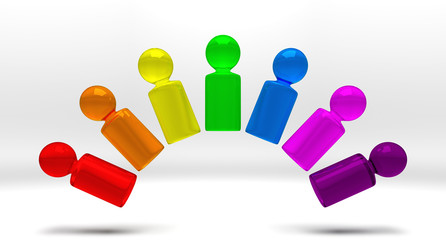 Obraz premium symbolic people in rainbow colors forming an arc