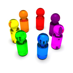 symbolic people in rainbow colors standing in a circle