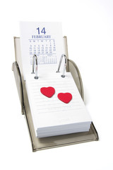 Heart symbols on Desk Calendar