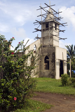 church construction on rural corn island nicaragua  
