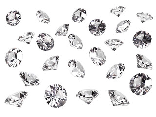 Several diamonds isolated on white background.