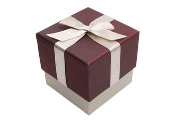 Gift box with bow isolated on a white background