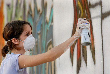 Spray painting on wall..