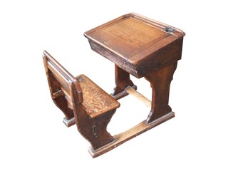 An Old Fashioned School Desk and Chair.