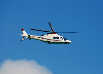 Modern helicopter in flight