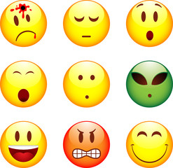 Lot de 9 smileys